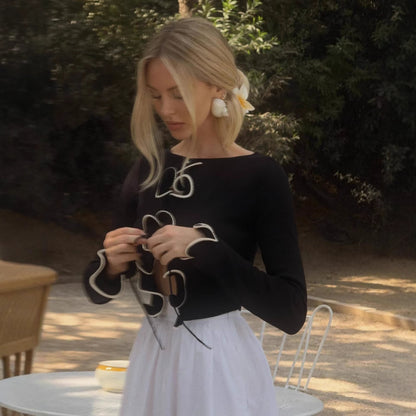 Petal snatch knit top