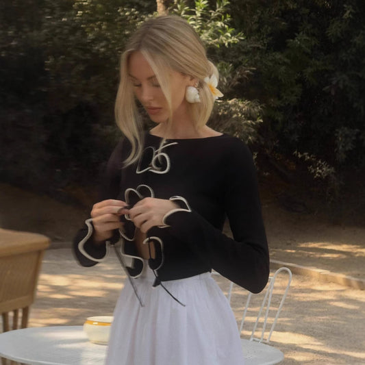 Petal snatch knit top