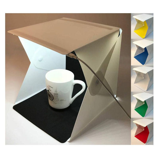 Studio box with different color backgrounds
